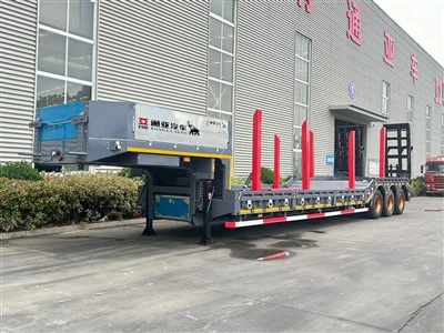 OTTC vottun Low Bed Semi Trailer Með vélrænum stiga